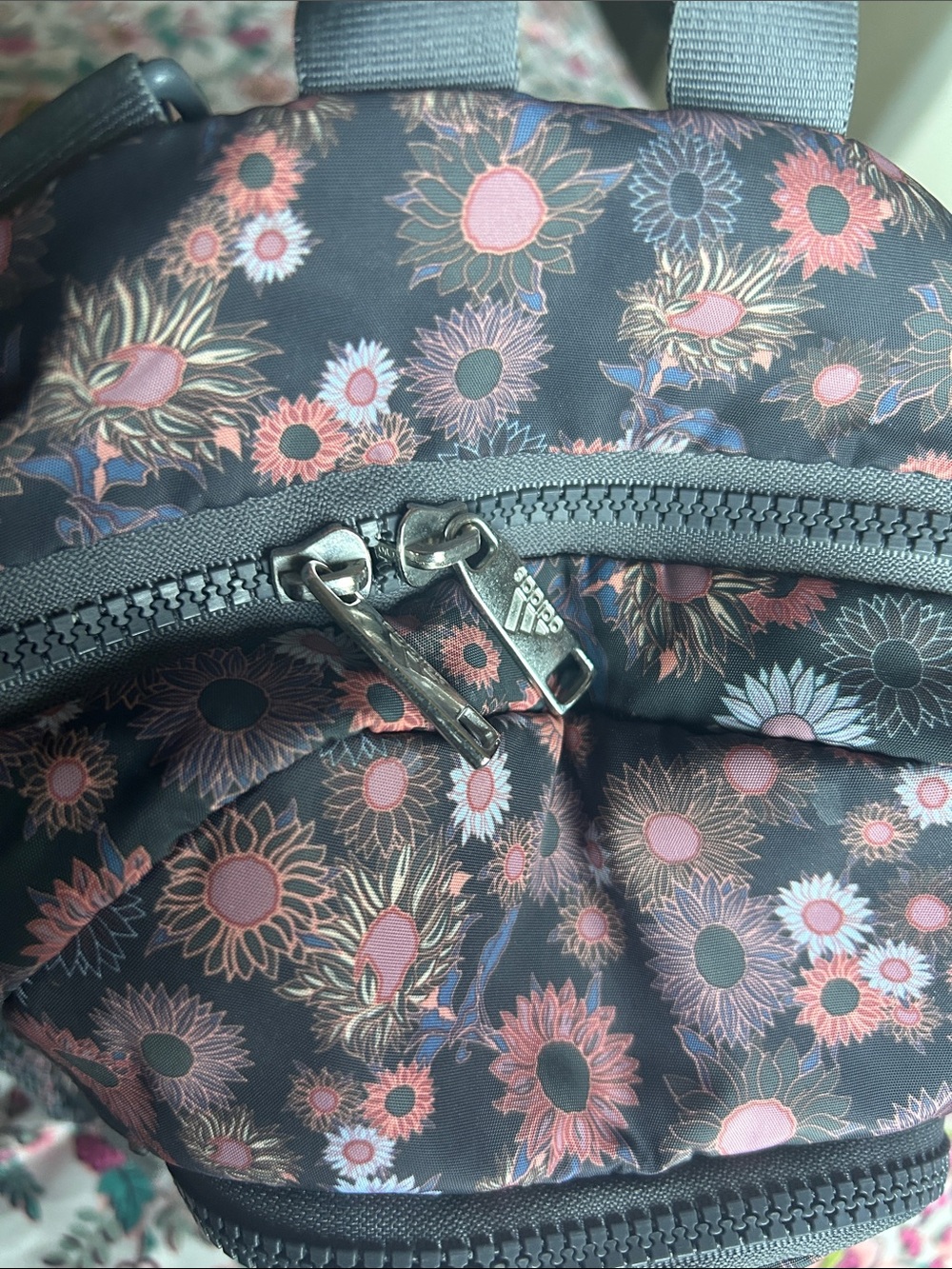 adidas Black Backpack with Pink Floral Print - Picture 6 of 8